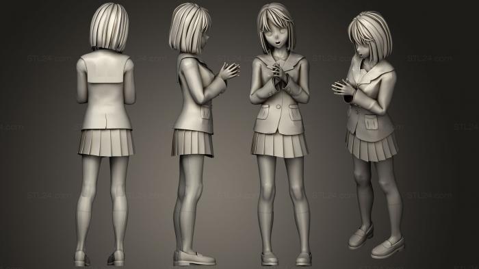 Статуэтки девушки (Мегуми Като 01, STKGL_0311) 3D модель для ЧПУ станка
